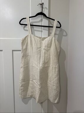 Club Monaco Cream Striped Square-Neck Dress